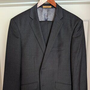 LNWOT Adolfo Super 140s Wool Cashmere Charcoal Gray Single Breasted Suit US38S